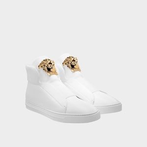 versace white and gold sneakers